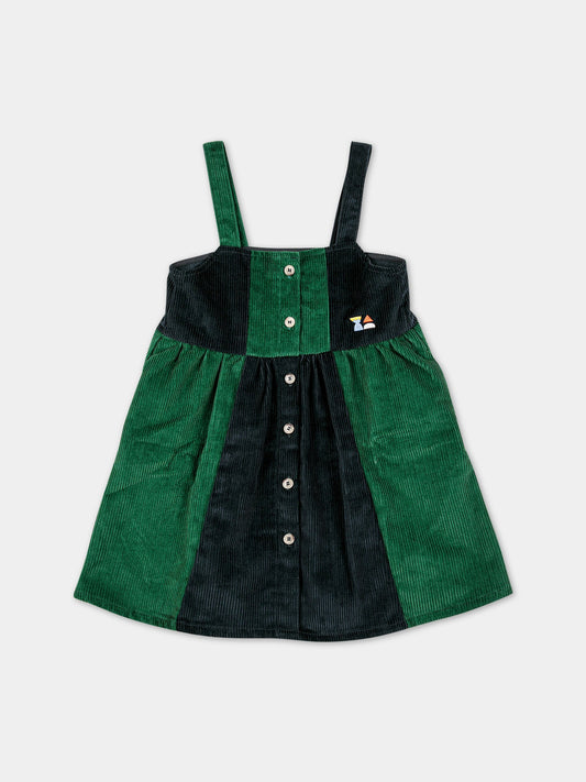 Vestito multicolor per bambina in velluto,Bobo Choses,223AC110