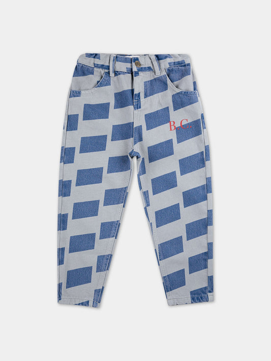 Jeans per bambini con stampa quadrati all-over,Bobo Choses,223AC084