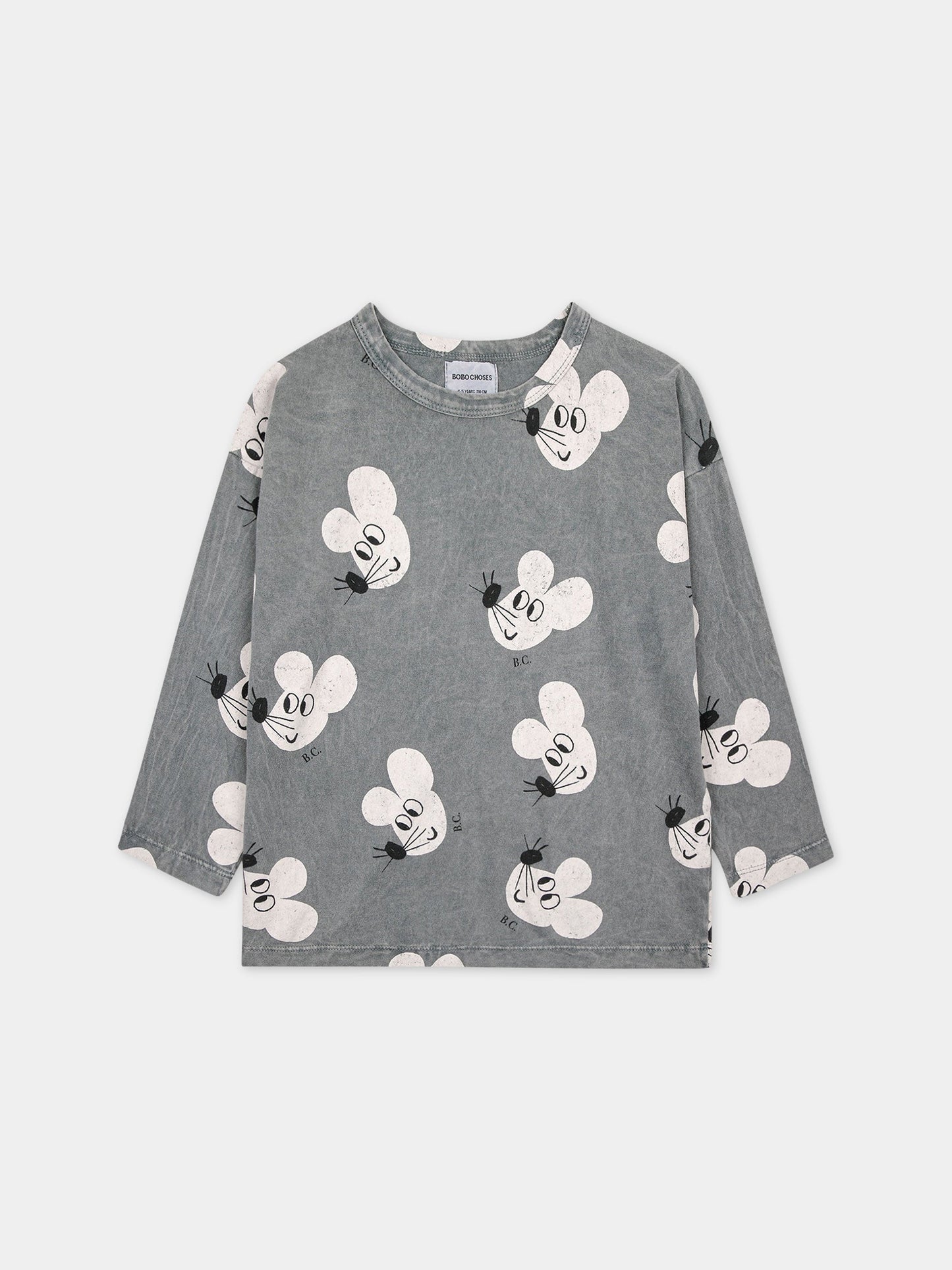 T-shirt grigia per bambino con stampa topolini,Bobo Choses,223AC016