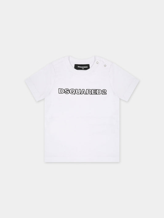 T-shirt bianca per neonato con logo,Dsquared2,DQ1792 D00MV DQ100