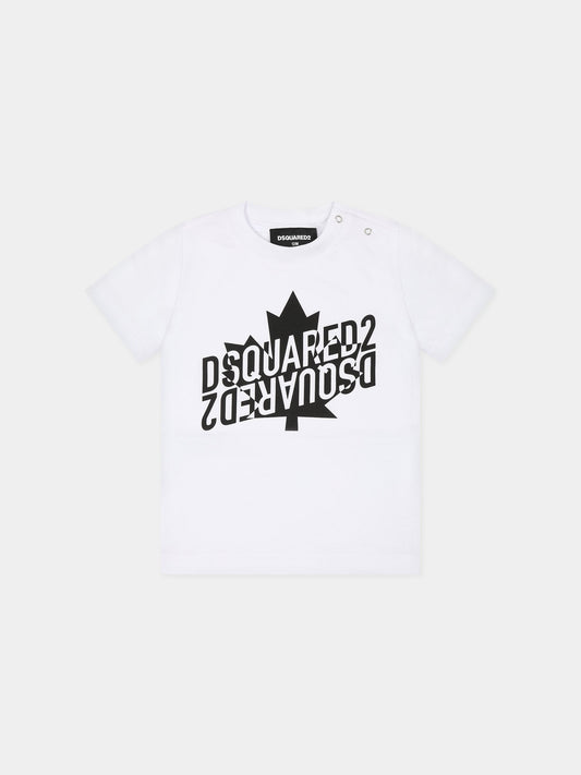 T-shirt bianca per neonato con logo,Dsquared2,DQ1794 D00MV DQ100