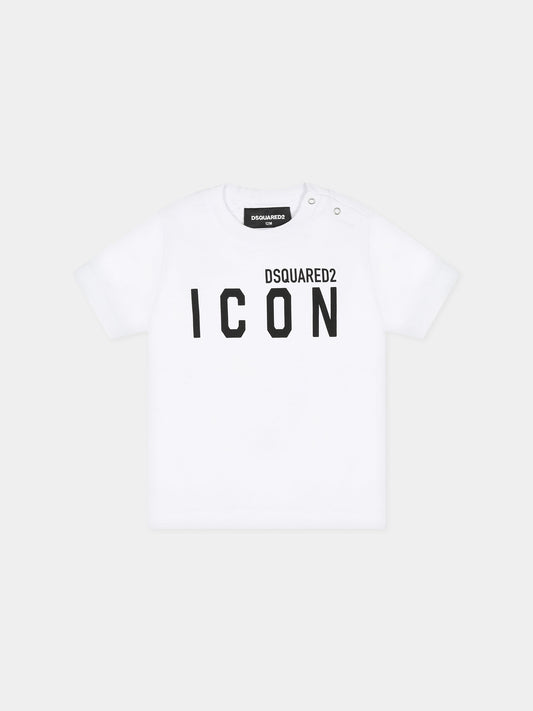 T-shirt bianca per neonato con logo,Dsquared2,DQ0623 D00MV DQ100