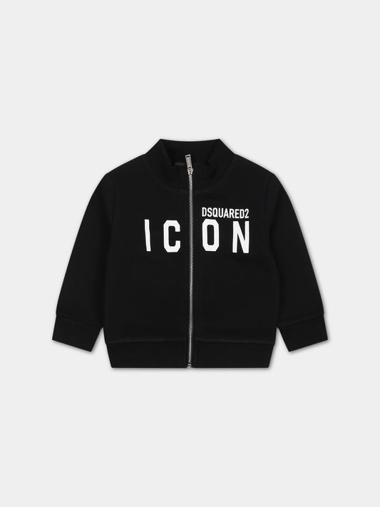 Felpa nera per neonato con logo,Dsquared2,DQ0637 D002Y DQ900