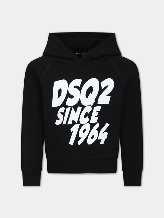 Felpa nera per bambino con logo,Dsquared2,DQ1954 D003G DQ900