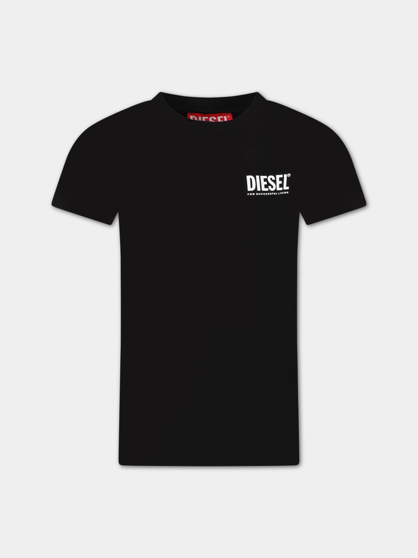 T-shirt nera per bambino con logo,Diesel,J00712 KYATR K900