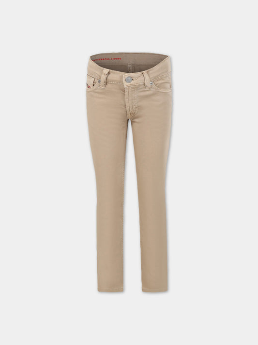 Pantaloni beige per bambino con logo,Diesel,J00990 KXB9Z K717