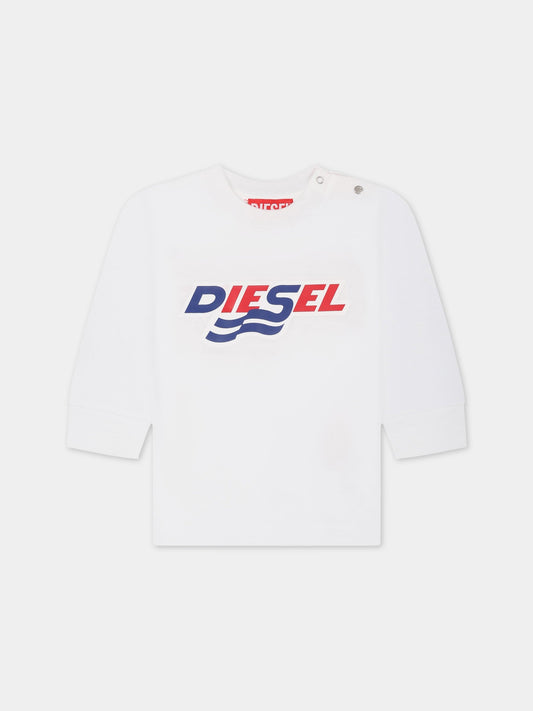 T-shirt bianca  per neonato con logo,Diesel,K00270 00YI9 K100