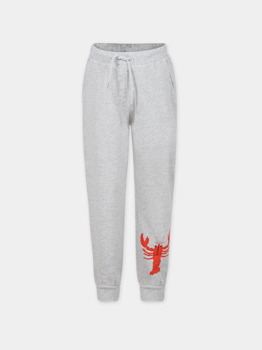 Pantaloni grigi per bambini con stampa aragosta,Mini Rodini,2373012594