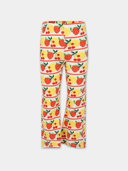Leggings avorio con frutti per bambina,Mini Rodini,2373010300