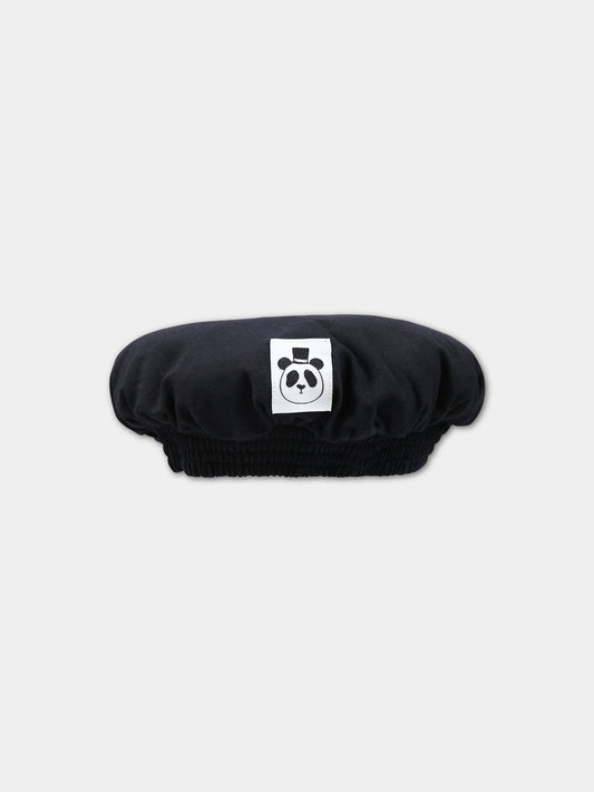 Basco nero per bambini con panda,Mini Rodini,1000014899