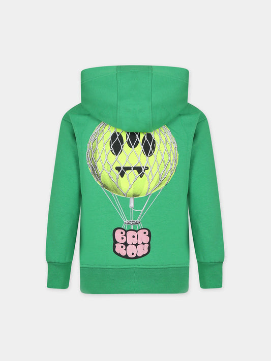 Felpa verde per bambini con logo e smile,Barrow,F3BKJUHS071 BW012