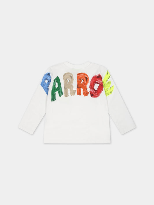 T-shirt bianca per neonati con logo e smile,Barrow,F3BKUNTH136 002