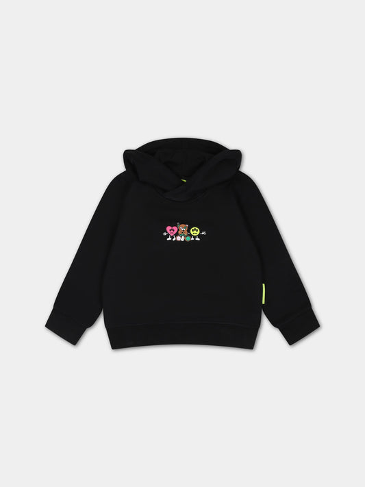 Felpa nera per neonata con logo e stampa,Barrow,F3BKNGHS117 110