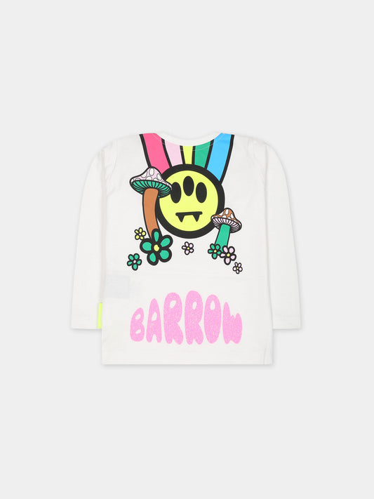 T-shirt bianca per neonata con orso e smile,Barrow,F3BKNGTH118 002