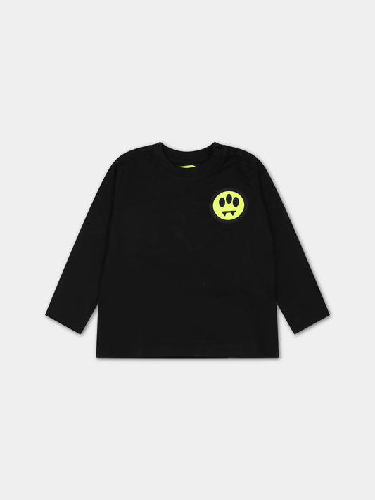 T-shirt nera per neonati con logo e smile,Barrow,F3BKUNTH128 110