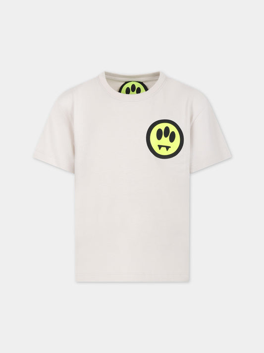 T-shirt avorio per bambini con logo e smile,Barrow,F3BKJUTH094 BW009