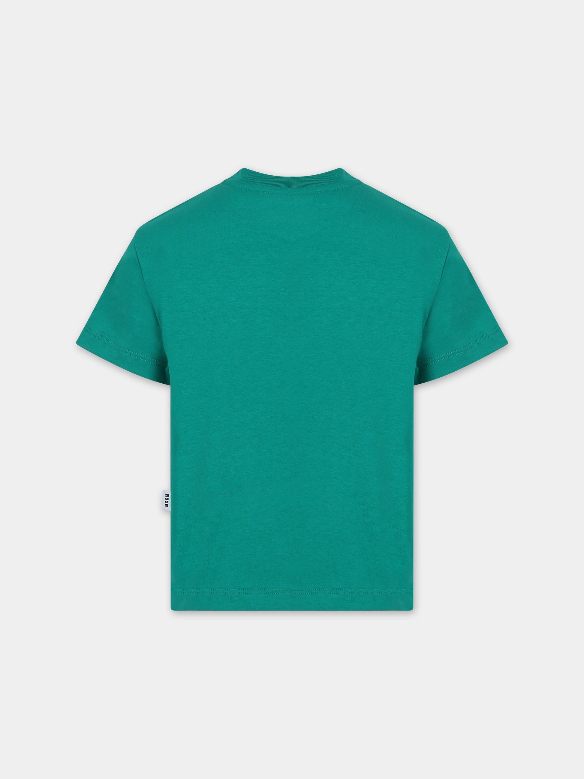 T-shirt verde per bambini con logo,Msgm Kids,F3MSJUTH010 080