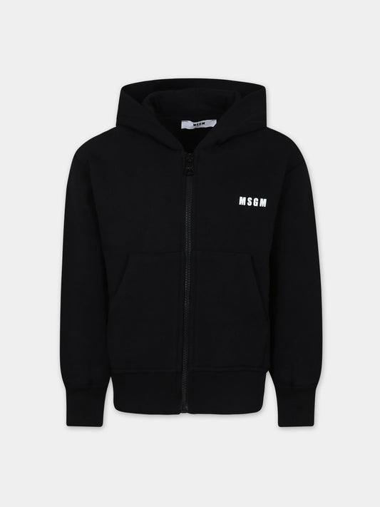 Felpa nera per bambini con logo,Msgm Kids,F3MSJUZH016 110