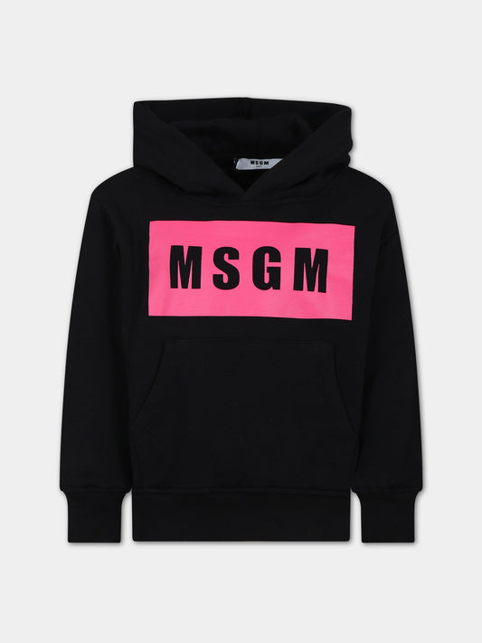 Felpa nera per bambina con logo,Msgm Kids,F3MSJUHS019 110