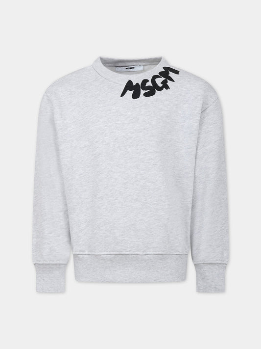 Felpa grigia per bambini con logo,Msgm Kids,F3MSJUSW204 107