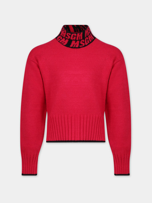 Dolcevita nero per bambina ocn logo,Msgm Kids,F3MSJGJP073 044