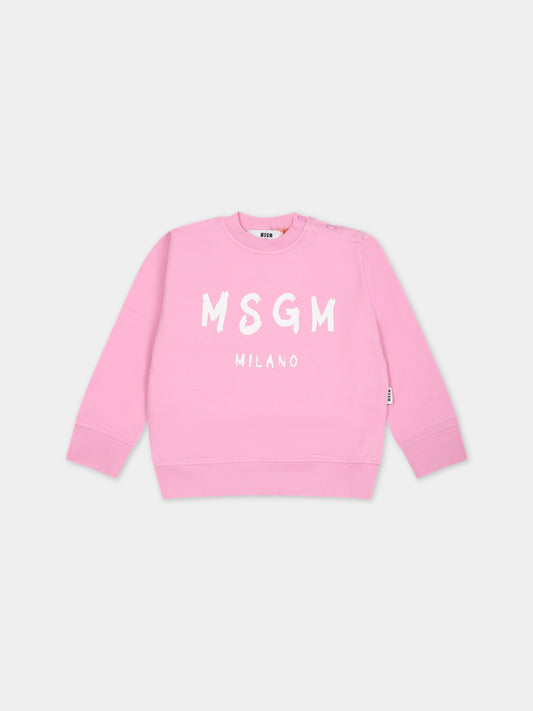 Felpa rosa per neonata con logo,Msgm Kids,F3MSUNSW041 042