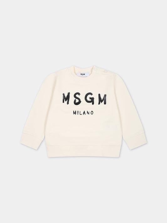 Felpa avorio per neonati con logo,Msgm Kids,F3MSUNSW041 013