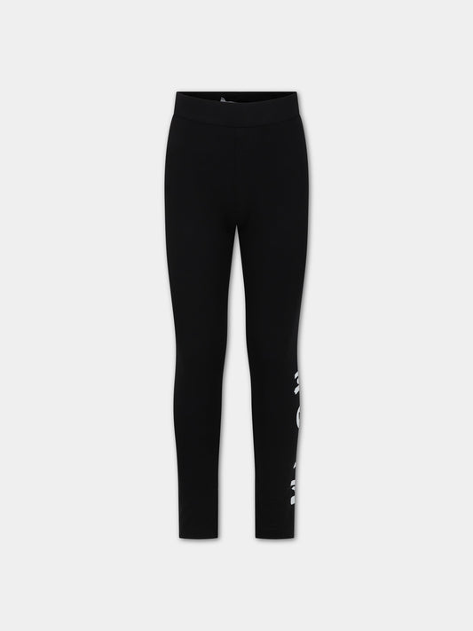 Leggings neri per bambina con logo,Msgm Kids,F3MSJGLG029 110