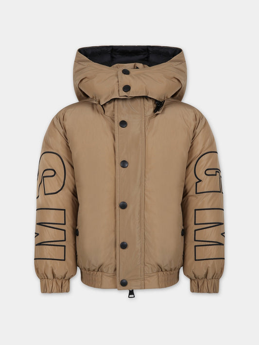 Piumino beige per bambino con logo,Msgm Kids,F3MSJBPF002 015