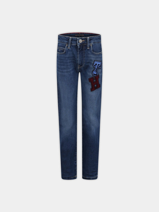 Jeans blu per bambino con patch logo,Tommy  Hilfiger Junior,KB0KB07763T 1A6