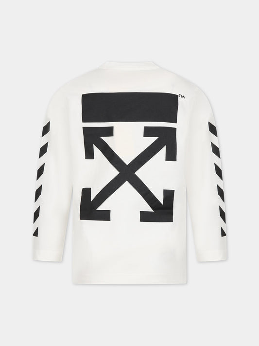 T-shirt bianca per bambini con logo,Off White,OBAB001F23JER0010110