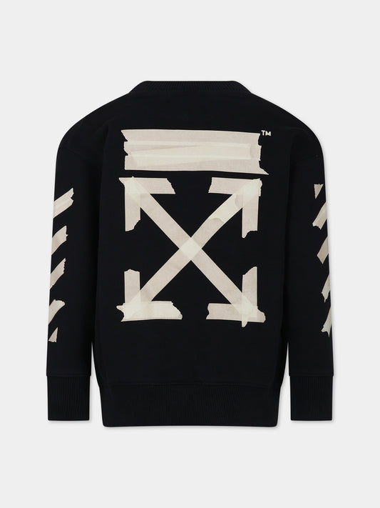Felpa nera per bambino con logo,Off White,OBBA001F23FLE0051001
