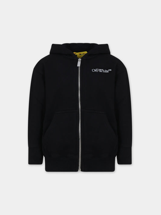 Felpa nera per bambino con logo,Off White,OBBE001F23FLE0021001