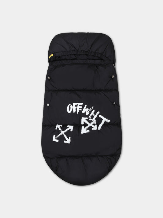 Sacco nanna nero per neonati con logo,Off White,OBXM003F23FAB0011001