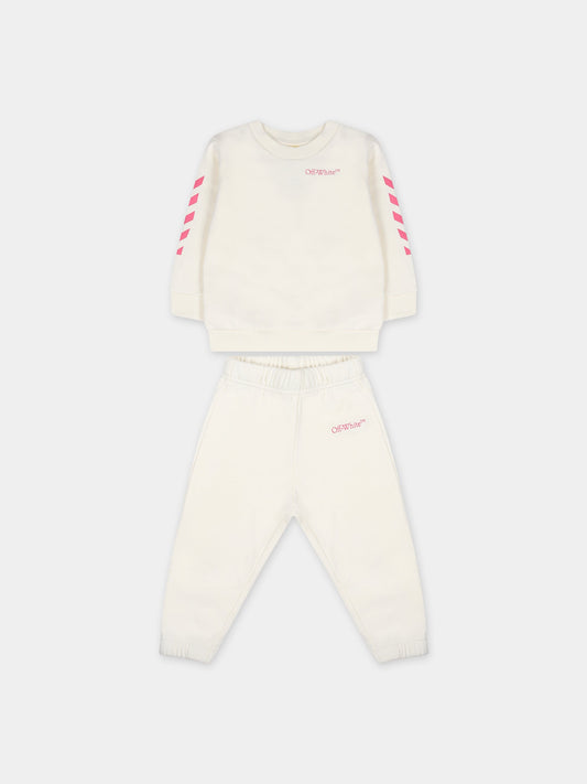 Completo bianco per neonata con logo,Off White,OG2X003F23FLE0010332