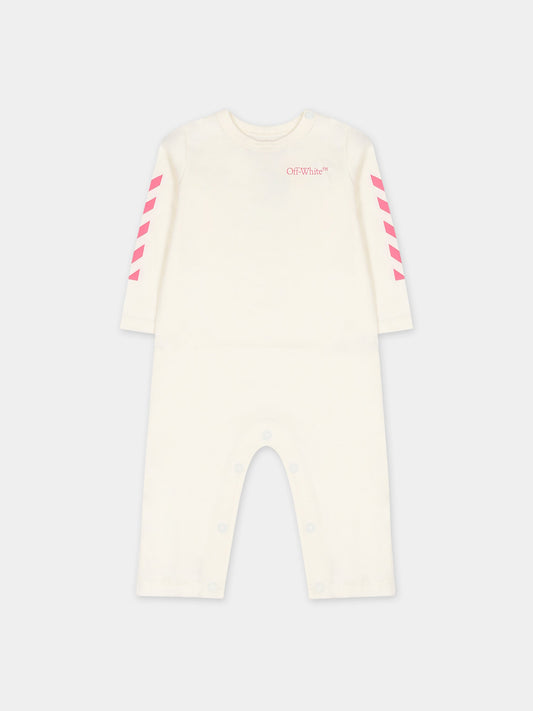 Tutina bianca per neonata con logo,Off White,OGXG001F23JER0010332