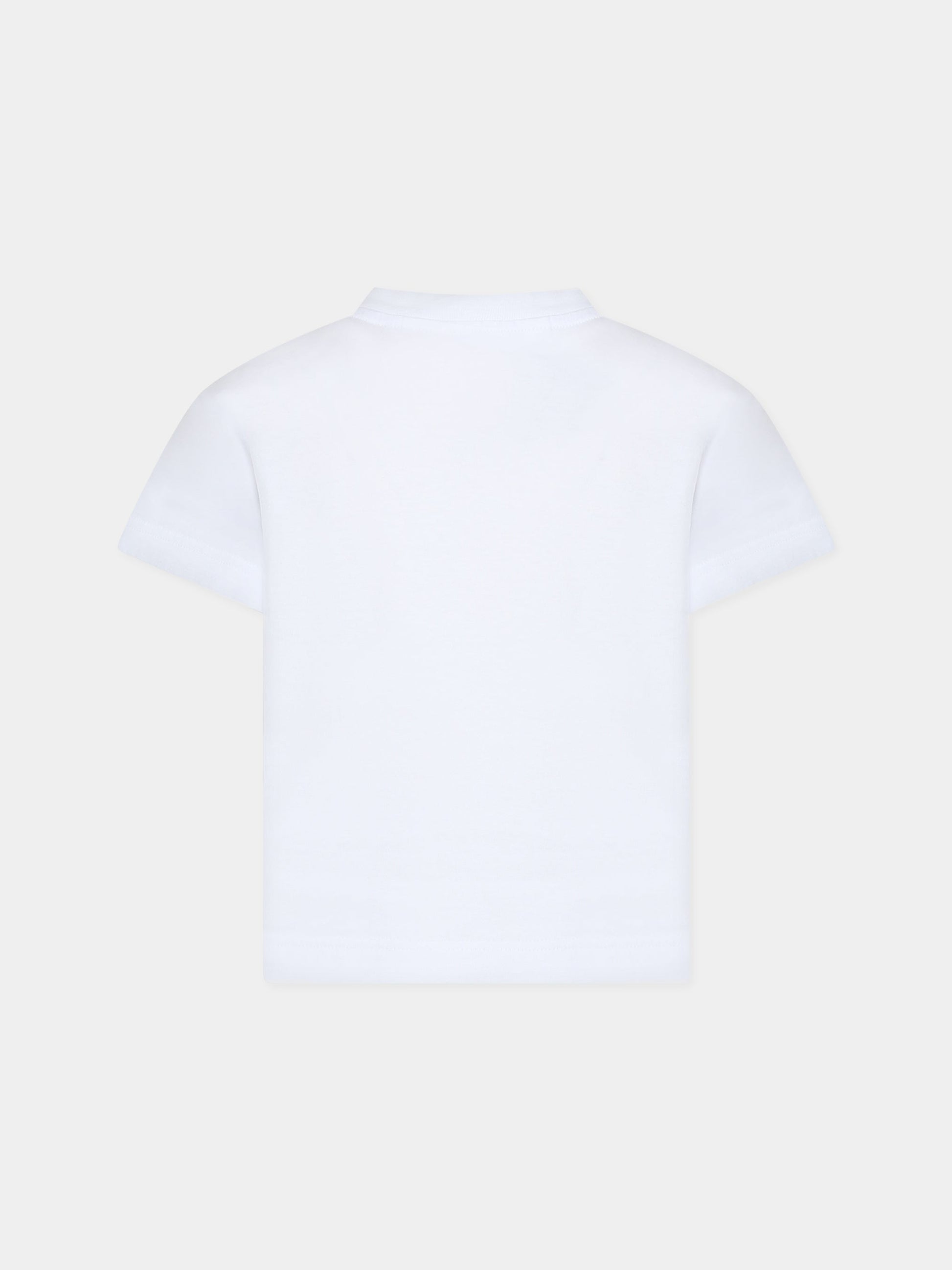 T-shirt bianca per bambino con squalo e logo,Palm Angels,PBAA003C99JER0030106