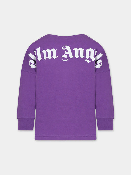 T-shirt viola per bambini con logo,Palm Angels,PBAB005C99JER0013701