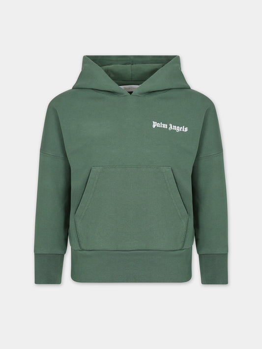 Felpa verde per bambini con logo,Palm Angels,PBBB009C99FLE0015501