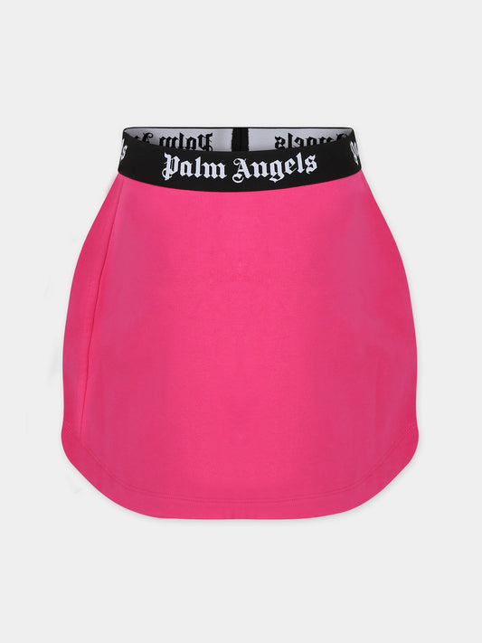 Gonna fucsia per bambina con logo,Palm Angels,PGCK002C99FLE0013210