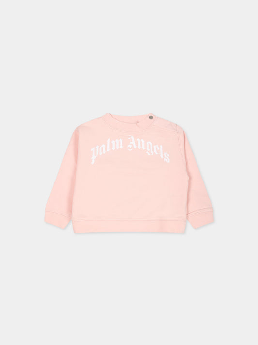 Felpa rosa per neonata con logo,Palm Angels,PGXC001F23FLE0033301