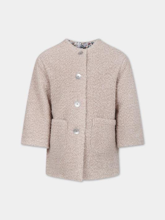 Ecopelliccia beige per bambina,Caffe' D'orzo,ZT2A60 U0092 108