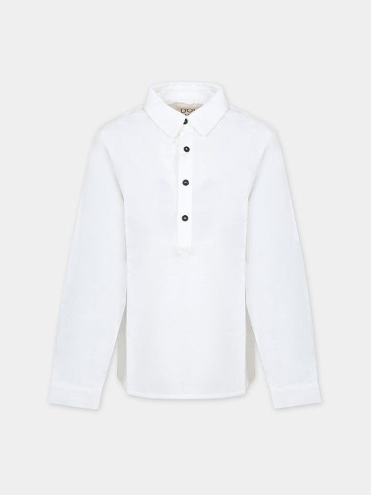 Camicia bianca per bambina con logo,Douuod Kids,DT5P00 P0342 100