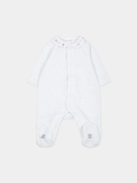 Tutina celeste per neonato con ricami,Tartine Et Chocolat,TX54130-41