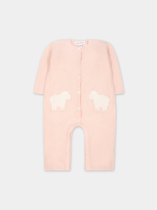 Tutina rosa per neonata con pecore,Tartine Et Chocolat,TX32000-31