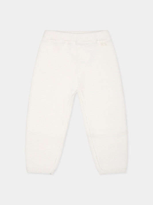 Pantaloni avorio per neonata con logo,Tartine Et Chocolat,TX22030-13