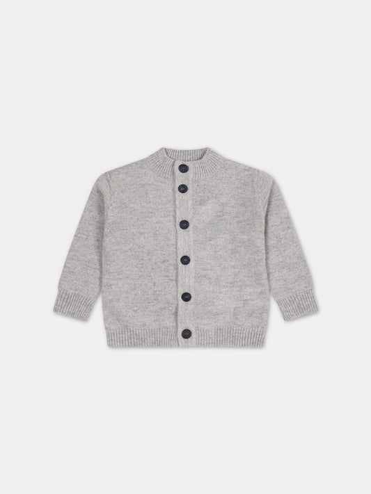 Cardigan grigio per neonato con logo,Fay Kids,FT9520 W0041 805BL