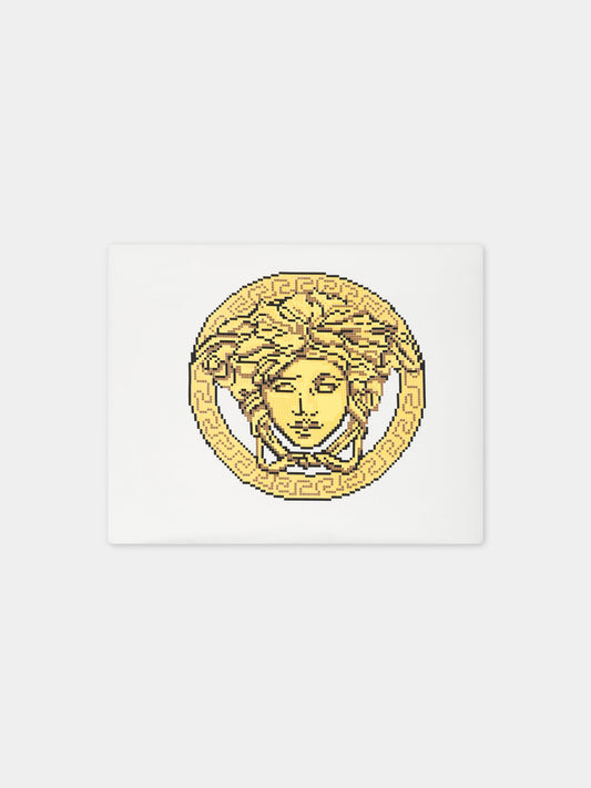 Coperta bianca per neonati con iconica Medusa,Versace,1000092 1A08150 6WA20