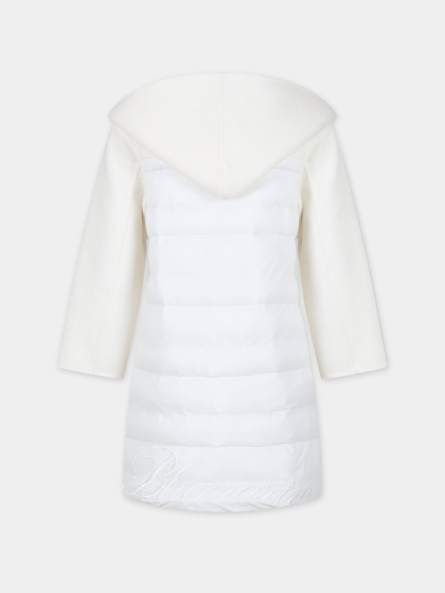 Cappotto avorio per bambina con logo,Blumarine Baby,IF3072 10602