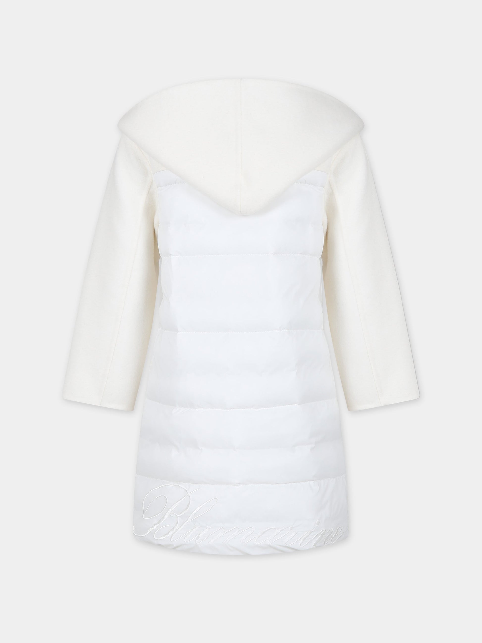 Cappotto avorio per bambina con logo,Blumarine Baby,IF3072 10602
